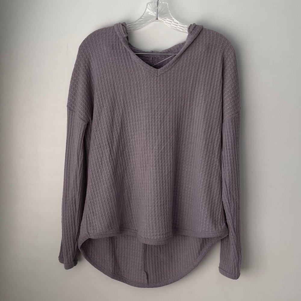 Cupio Dusty Lilac Waffle Hoodie Long Sleeve Tee